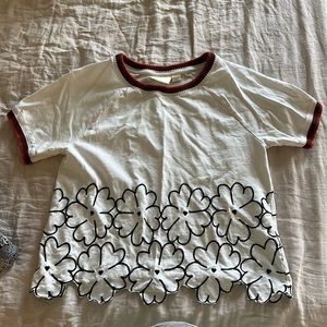 Anthropologie embroidered flower shirt